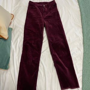 Burgundy Corduroy Straight Leg Pants